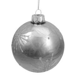 Northlight 4" Shiny Silver Mirrored Glitter Snowflakes Ball Ornament 11 Northlight 4" Shiny Silver Mirrored Glitter Snowflakes Ball Ornament -Northlight Decor Store D253843S 13
