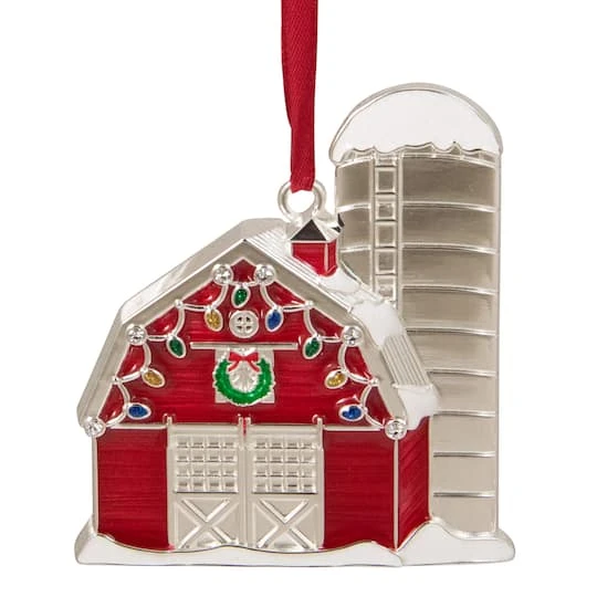 Northlight Red & White Enamel Barn House Ornament 1 Northlight Red & White Enamel Barn House Ornament