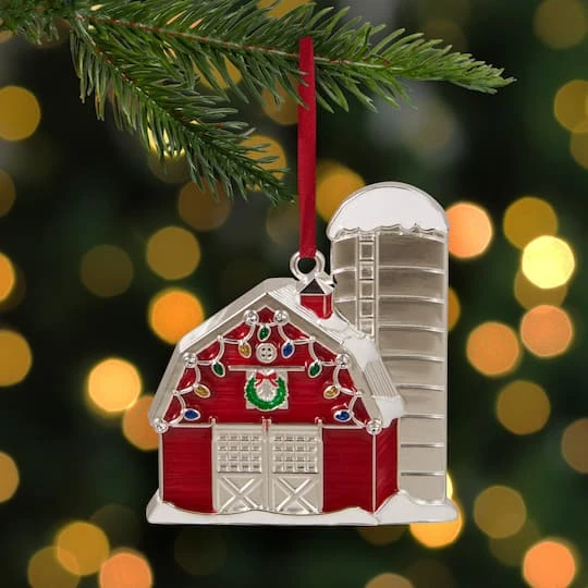 Northlight Red & White Enamel Barn House Ornament 5 Northlight Red & White Enamel Barn House Ornament - Image 5
