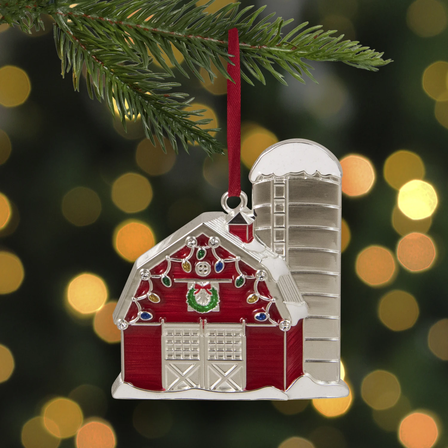 Northlight Red & White Enamel Barn House Ornament 3 Northlight Red & White Enamel Barn House Ornament - Image 3
