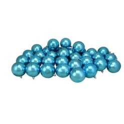 Northlight 32ct. 3.5" Turquoise Blue Shatterproof Shiny Christmas Ball Ornaments -Northlight Decor Store D253867S 11
