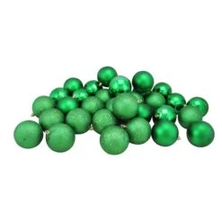 Northlight 32ct. 3.5" Christmas Green Shatterproof 4-Finish Christmas Ball Ornaments 11 Northlight 32ct. 3.5" Christmas Green Shatterproof 4-Finish Christmas Ball Ornaments -Northlight Decor Store D253868S 2