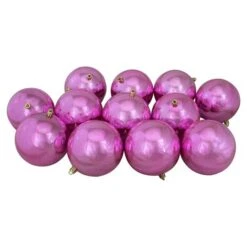 Northlight 12ct. 4" Pink Shiny Shatterproof Christmas Ball Ornaments 8 Northlight 12ct. 4" Pink Shiny Shatterproof Christmas Ball Ornaments -Northlight Decor Store D253869S 11