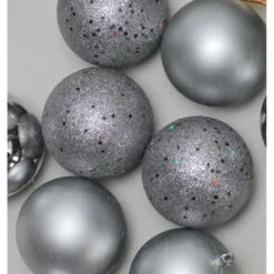 Northlight 32ct. 3.5" Pewter Gray Shatterproof 4-Finish Christmas Ball Ornaments -Northlight Decor Store D253872S 13