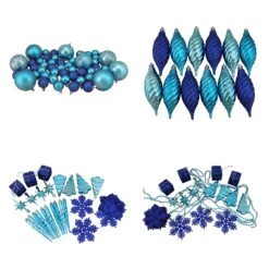 Northlight 125ct. Peacock Blue Shatterproof 4-Finish Christmas Ornaments -Northlight Decor Store D253880S 11