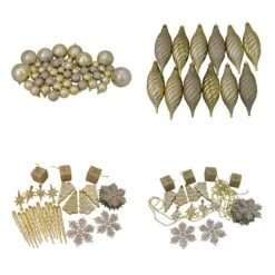 Northlight 125ct. Champagne Gold Shatterproof 4-Finish Christmas Ornaments -Northlight Decor Store D253884S 11