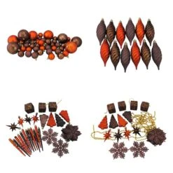 Northlight 125ct. Chocolate Brown & Burnt Orange Shatterproof 4-Finish Christmas Ornaments 17 Northlight 125ct. Chocolate Brown & Burnt Orange Shatterproof 4-Finish Christmas Ornaments -Northlight Decor Store D253885S 11