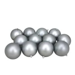 Northlight 12ct. 4" Pewter Gray Shatterproof Matte Christmas Ball Ornaments