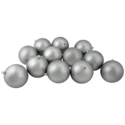 Northlight 12ct. 4" Pewter Gray Shatterproof Matte Christmas Ball Ornaments -Northlight Decor Store D253886S 11