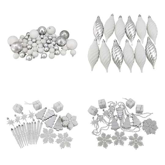 Northlight 125ct. Winter White & Silver Shatterproof 4-Finish Christmas Ornaments 4 Northlight 125ct. Winter White & Silver Shatterproof 4-Finish Christmas Ornaments - Image 4