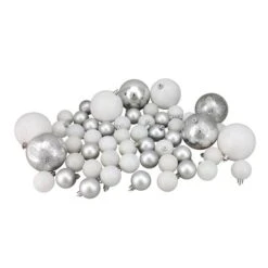Northlight 125ct. Winter White & Silver Shatterproof 4-Finish Christmas Ornaments 10 Northlight 125ct. Winter White & Silver Shatterproof 4-Finish Christmas Ornaments -Northlight Decor Store D253888S 2