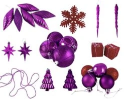 Northlight 125ct. Purple & Red Shatterproof 3-Finish Christmas Ornaments -Northlight Decor Store D253892S 2