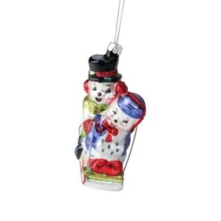 Northlight 4.5" White & Red Cheerful Sledding Snowmen Couple Glass Christmas Ornament 11 Northlight 4.5" White & Red Cheerful Sledding Snowmen Couple Glass Christmas Ornament -Northlight Decor Store D253894S 13