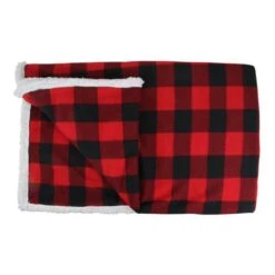 Northlight Black & Red Buffalo Plaid Christmas Throw Cover With Sherpa Backing -Northlight Decor Store D253945S 11