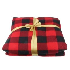 Northlight Black & Red Buffalo Plaid Christmas Throw Cover With Sherpa Backing -Northlight Decor Store D253945S 13
