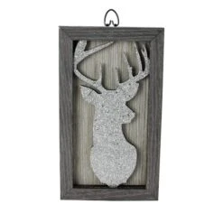 Northlight 10.25" Silver Glittered Buck Silhouette Wall Box Frame 9 Northlight 10.25" Silver Glittered Buck Silhouette Wall Box Frame -Northlight Decor Store D254007S 11