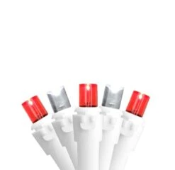 Northlight 100ct. LED Wide Angle Icicle Christmas Lights With White Wire Red/Pure White -Northlight Decor Store D254012S 11