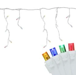 Northlight 100ct. LED Wide Angle Icicle Christmas Lights With White Wire Multicolor -Northlight Decor Store D254013S 12