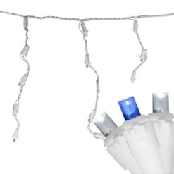 Northlight 100ct. LED Wide Angle Icicle Christmas Lights With White Wire Blue/Pure White 13 Northlight 100ct. LED Wide Angle Icicle Christmas Lights With White Wire Blue/Pure White -Northlight Decor Store D254028S 12