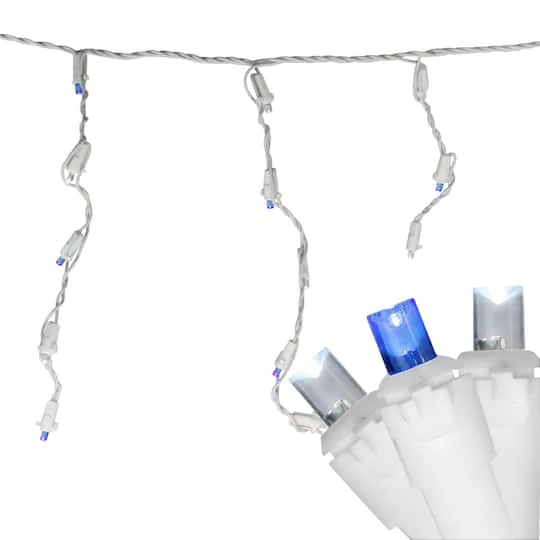 Northlight 100ct. LED Wide Angle Icicle Christmas Lights With White Wire Blue/Pure White 4 Northlight 100ct. LED Wide Angle Icicle Christmas Lights With White Wire Blue/Pure White - Image 4