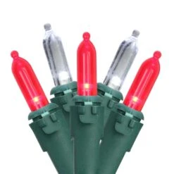 Northlight 100ct. LED Mini Christmas Lights With Green Wire Red/White -Northlight Decor Store D254057S 1 1