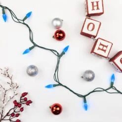 Northlight 70ct. LED Faceted C6 Christmas String Lights Blue -Northlight Decor Store D254077S 13