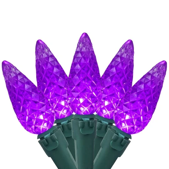 Northlight 70ct. LED Faceted C6 Christmas String Lights Purple 3 Northlight 70ct. LED Faceted C6 Christmas String Lights Purple - Image 3