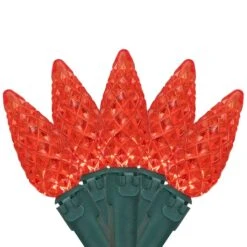 Northlight 70ct. LED Faceted C6 Christmas String Lights Red -Northlight Decor Store D254083S 1 1