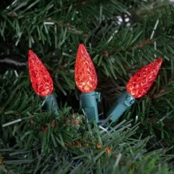 Northlight 70ct. LED Faceted C6 Christmas String Lights Red -Northlight Decor Store D254083S 12