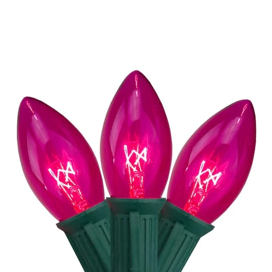 Northlight 25ct. C9 Christmas String Lights With Green Wire Pink 5 Northlight 25ct. C9 Christmas String Lights With Green Wire Pink - Image 5