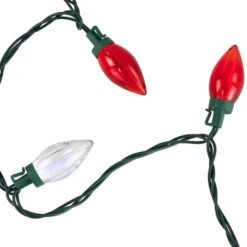 Northlight 25ct. C9 Christmas String Lights With Green Wire Red/Pure White -Northlight Decor Store D254102S 6