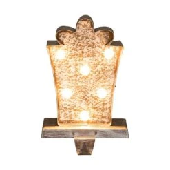 Glitzhome® 7.5" Pre-Lit Marquee Wooden Metal LED Gift Box Stocking Holder, 2ct. 13 Glitzhome® 7.5" Pre-Lit Marquee Wooden Metal LED Gift Box Stocking Holder, 2ct. -Northlight Decor Store D254143S 4