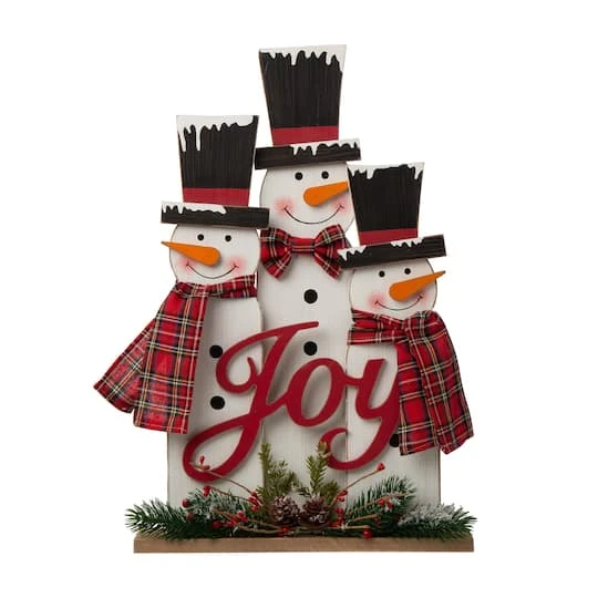 Glitzhome® 18" Wooden Snowman Family Décor Accent 1 Glitzhome® 18" Wooden Snowman Family Décor Accent