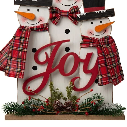 Glitzhome® 18" Wooden Snowman Family Décor Accent 4 Glitzhome® 18" Wooden Snowman Family Décor Accent - Image 4