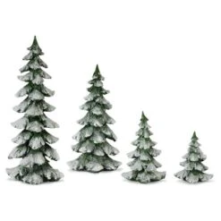 Melrose White & Green Tree Set, 6.5", 9", 13.25" & 18"