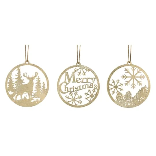 Melrose 24ct. 17.5" Gold Iron Christmas Ornaments 1 Melrose 24ct. 17.5" Gold Iron Christmas Ornaments