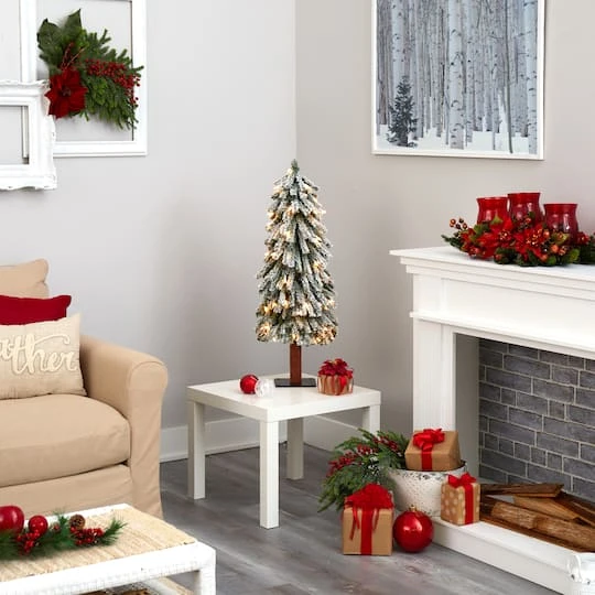 3ft. Pre-Lit Flocked Grand Alpine Artificial Christmas Tree, Clear LED Lights 7 3ft. Pre-Lit Flocked Grand Alpine Artificial Christmas Tree, Clear LED Lights - Image 7