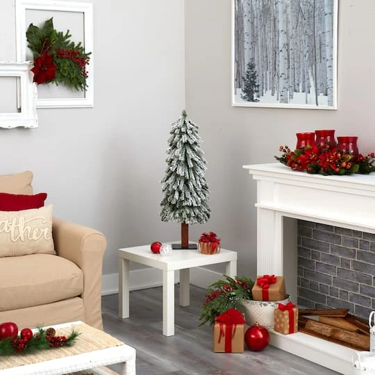 3ft. Pre-Lit Flocked Grand Alpine Artificial Christmas Tree, Clear LED Lights 8 3ft. Pre-Lit Flocked Grand Alpine Artificial Christmas Tree, Clear LED Lights - Image 8