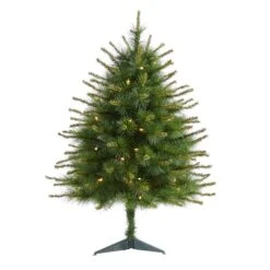 3ft. Pre-Lit New England Pine Artificial Christmas Tree, Clear LED Lights