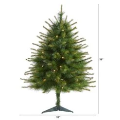 3ft. Pre-Lit New England Pine Artificial Christmas Tree, Clear LED Lights -Northlight Decor Store D256142S 2