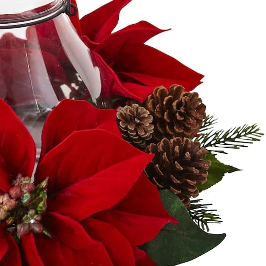 9" Red Poinsettia & Pinecone Candelabrum 6 9" Red Poinsettia & Pinecone Candelabrum - Image 6