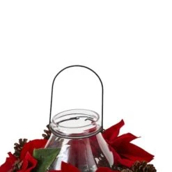 9" Red Poinsettia & Pinecone Candelabrum 13 9" Red Poinsettia & Pinecone Candelabrum -Northlight Decor Store D292858S 6