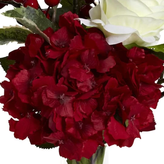 19.5" Merry Christmas Rose & Hydrangea Arrangement 4 19.5" Merry Christmas Rose & Hydrangea Arrangement - Image 4