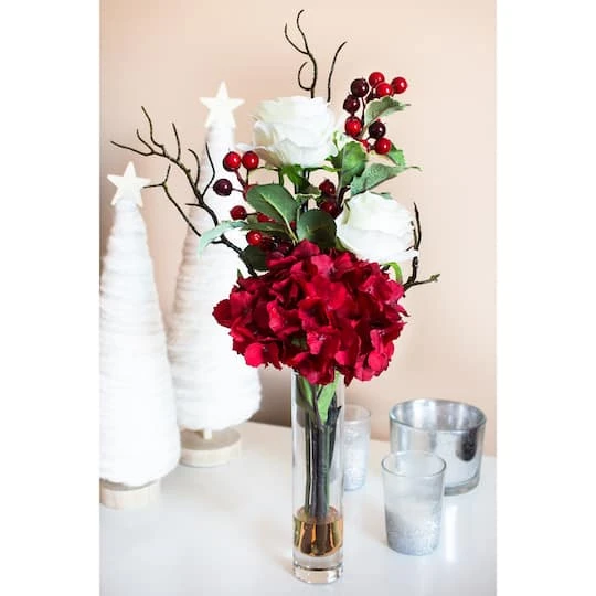 19.5" Merry Christmas Rose & Hydrangea Arrangement 5 19.5" Merry Christmas Rose & Hydrangea Arrangement - Image 5