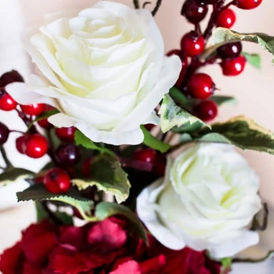 19.5" Merry Christmas Rose & Hydrangea Arrangement 6 19.5" Merry Christmas Rose & Hydrangea Arrangement - Image 6