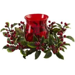 6.5" Red Holly Berry Candelabrum