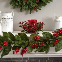 6.5" Red Holly Berry Candelabrum 10 6.5" Red Holly Berry Candelabrum -Northlight Decor Store D292875S 14