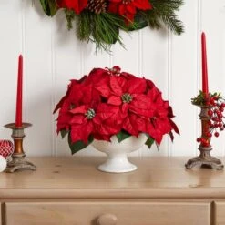 13" Red Poinsettia Arrangement In Urn 6 13" Red Poinsettia Arrangement In Urn -Northlight Decor Store D292879S 12