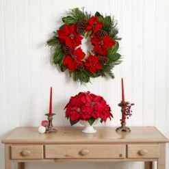 13" Red Poinsettia Arrangement In Urn 7 13" Red Poinsettia Arrangement In Urn -Northlight Decor Store D292879S 13