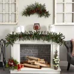 30" Green Pine & Pinecone Swag 6 30" Green Pine & Pinecone Swag -Northlight Decor Store D292897S 12